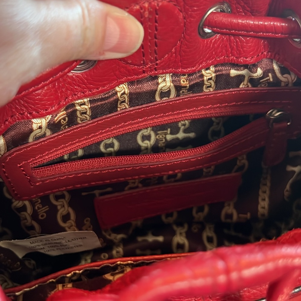 Tignanello Leather Small Bucket‎ Purse Red Hobo - Picture 5 of 11